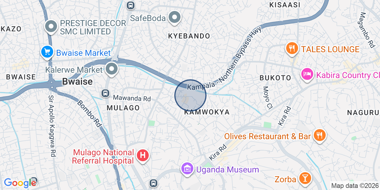 Map of the area around JINJA SHOOL, Kampala